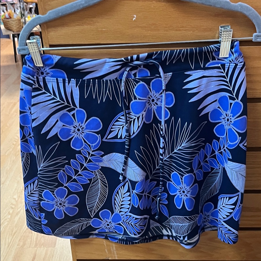 Floral Blue Women's Swim Skirt - no shorts under